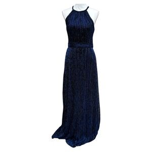 ❤️Betsy & Adam old Hollywood  glamour‎ metallic blue formal evening gown SZ 10